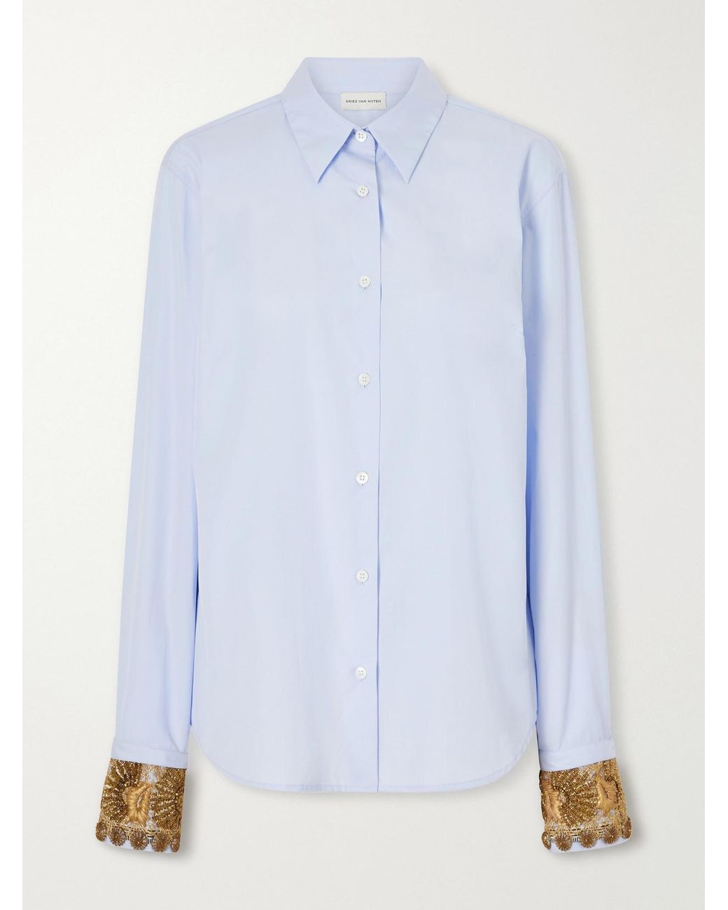 Dries Van Noten White Embroidered Cotton-Poplin Shirt