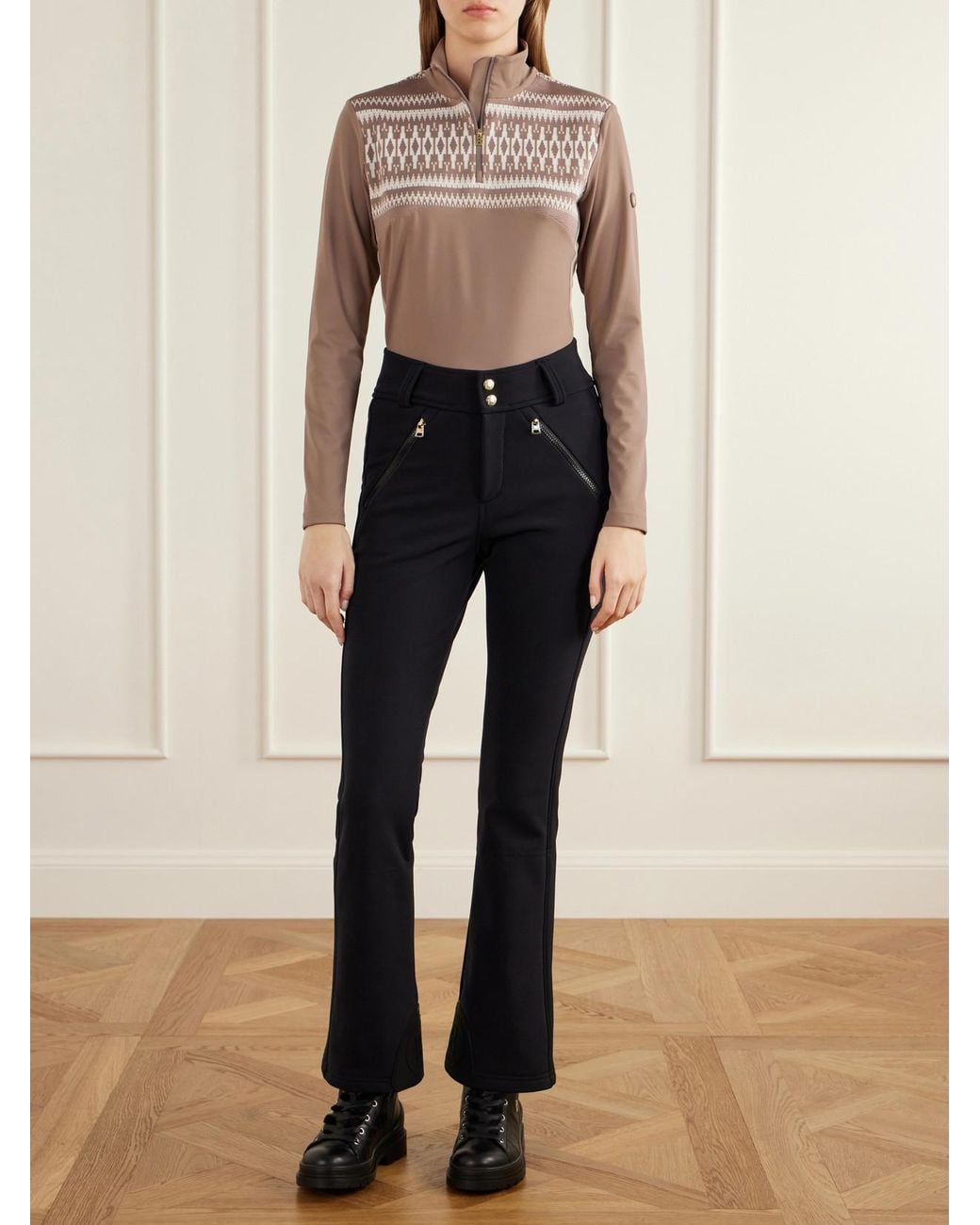 Bogner Brown Joalyn Knit-Detailed Jersey Base Layer