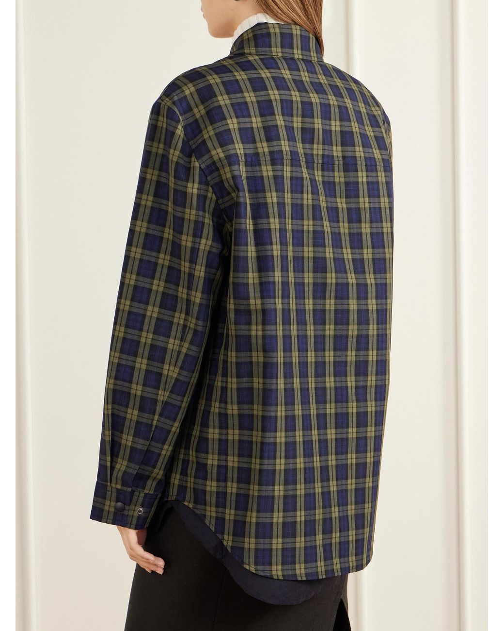 Tibi Black Checked Shirt Jacket