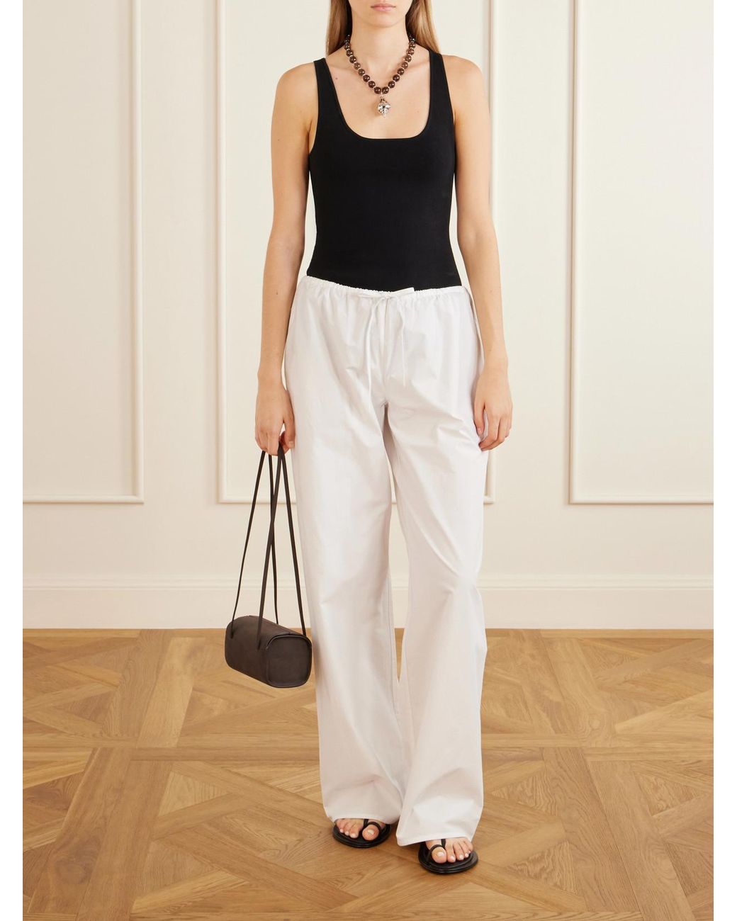 Faune White Mie Nubuck Shoulder Bag