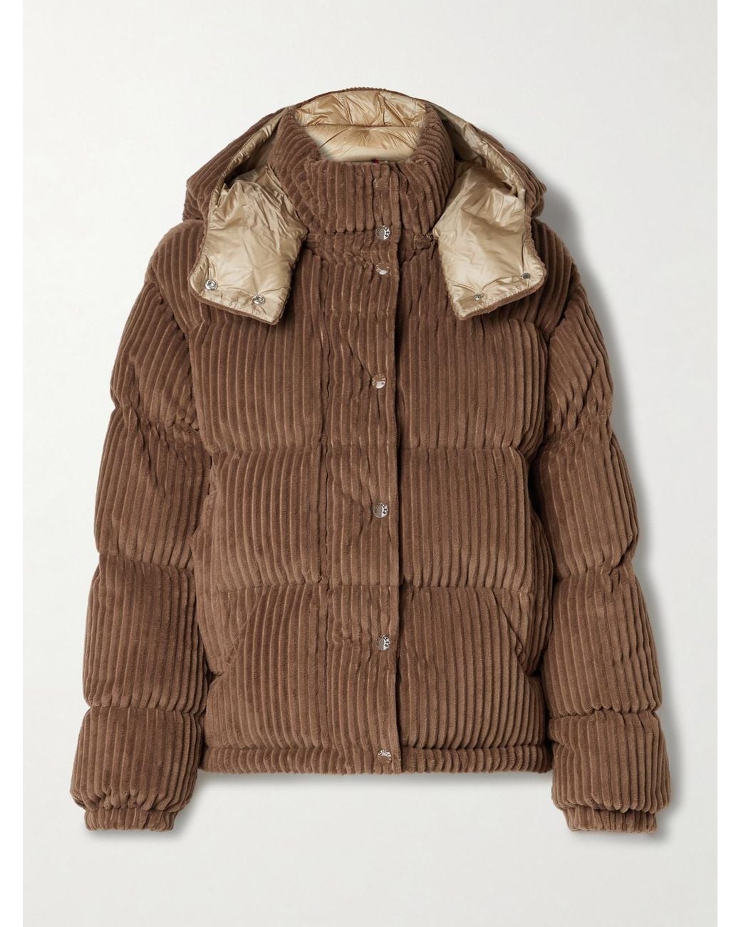 Moncler Brown Daos Hooded Padded Quilted Corduroy Down Jacket