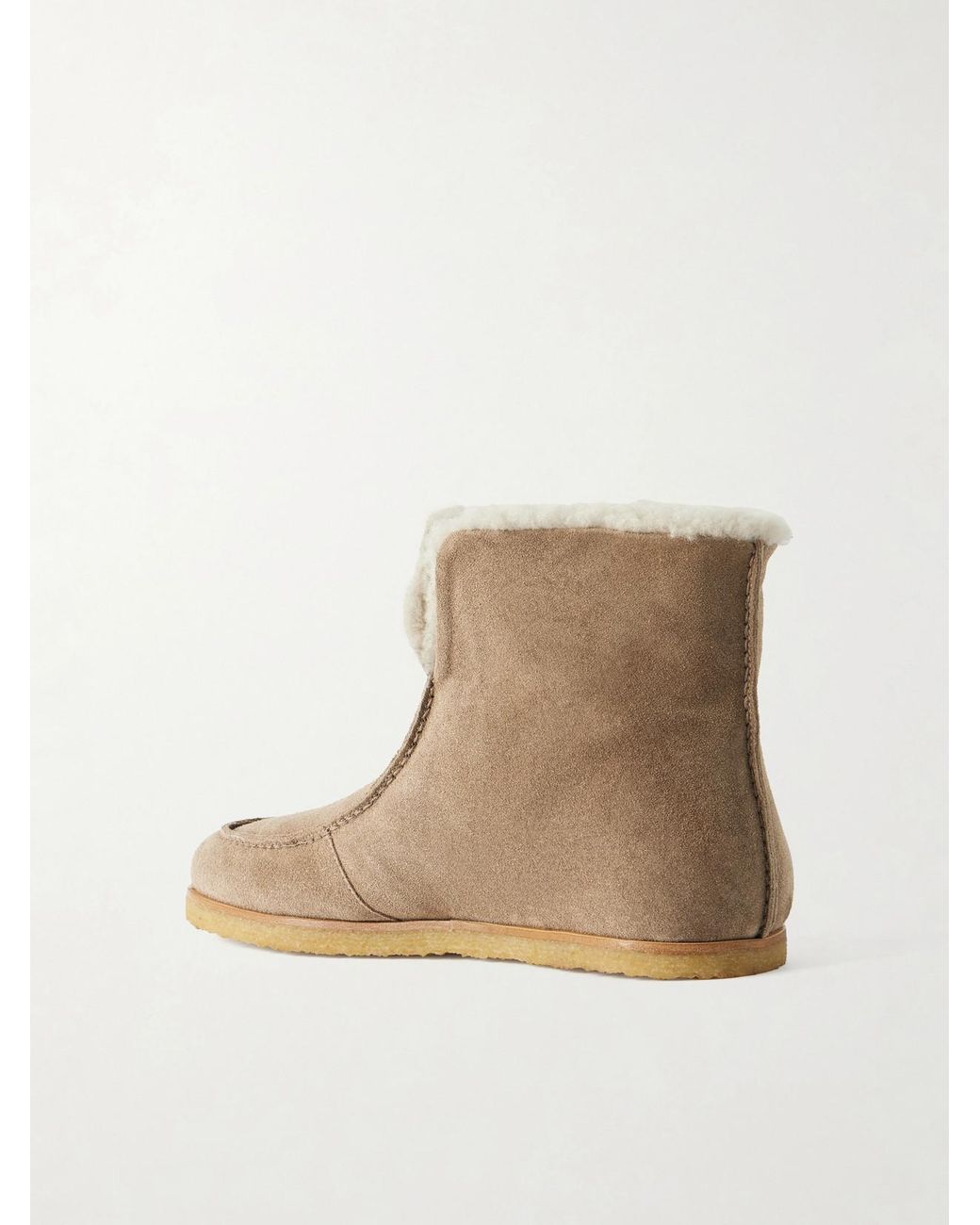 LEGRES Brown 52 Shearling-Trimmed Suede Ankle Boots