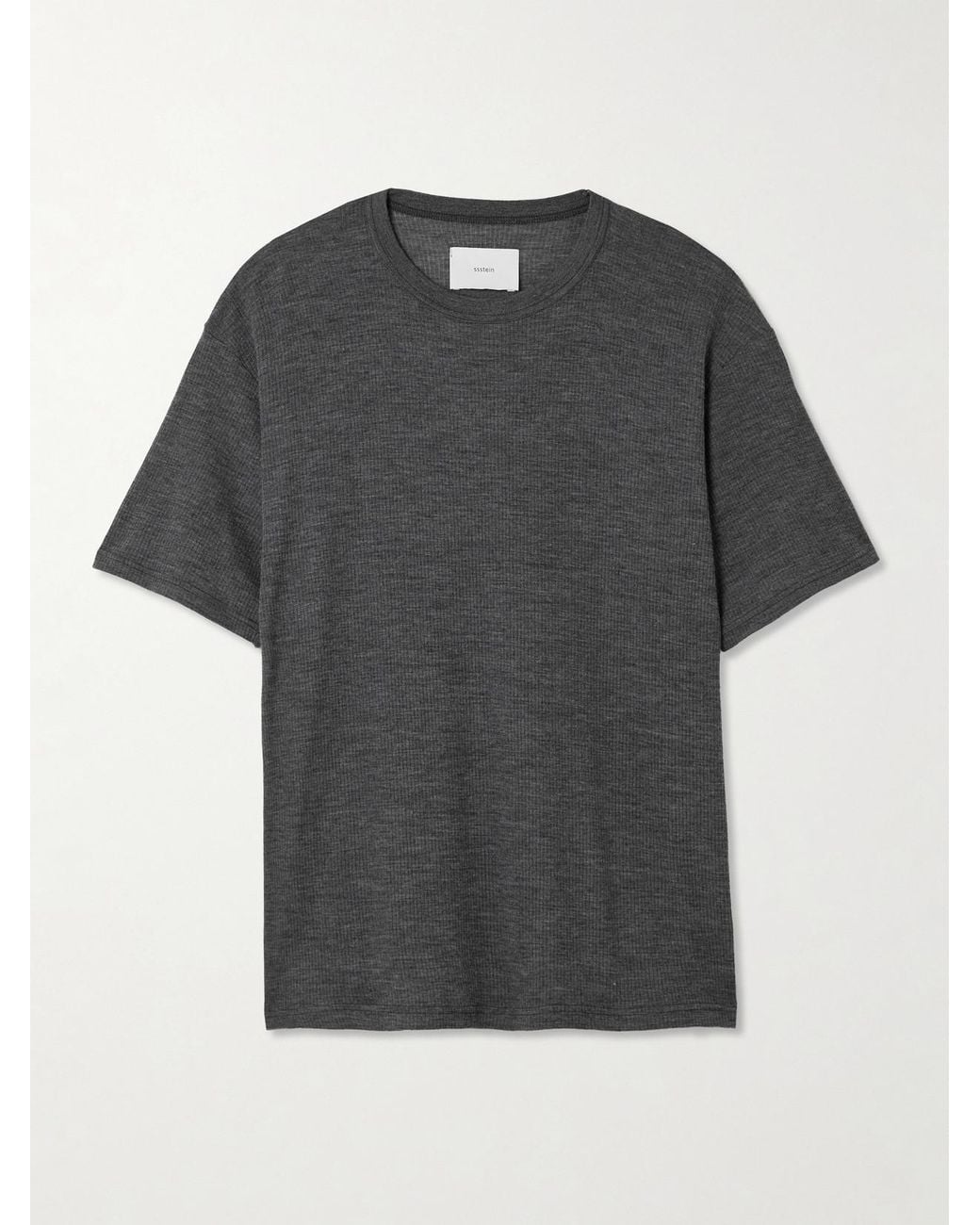 Ssstein Gray Ribbed Wool T-Shirt
