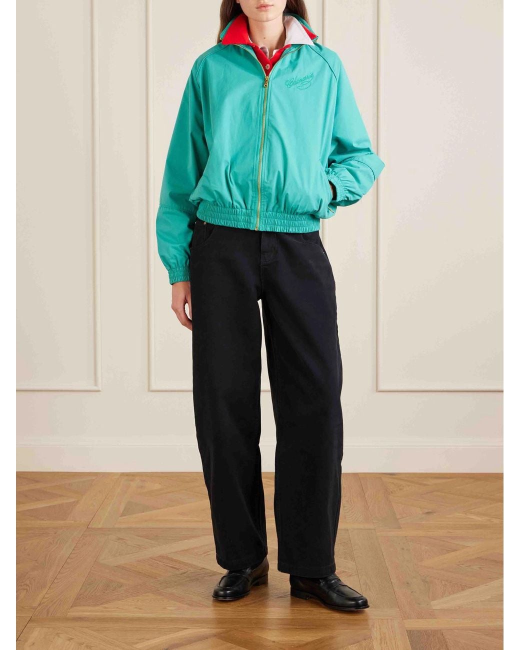 Willy Chavarria Blue Bad Girl High-Rise Barrel-Leg Jeans