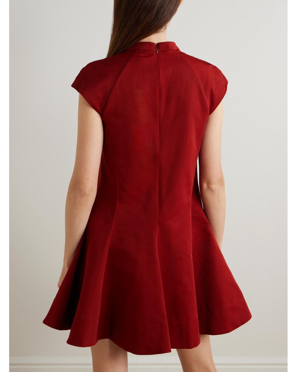 Staud Red Ellie Paneled Cotton-Blend Faille Mini Dress