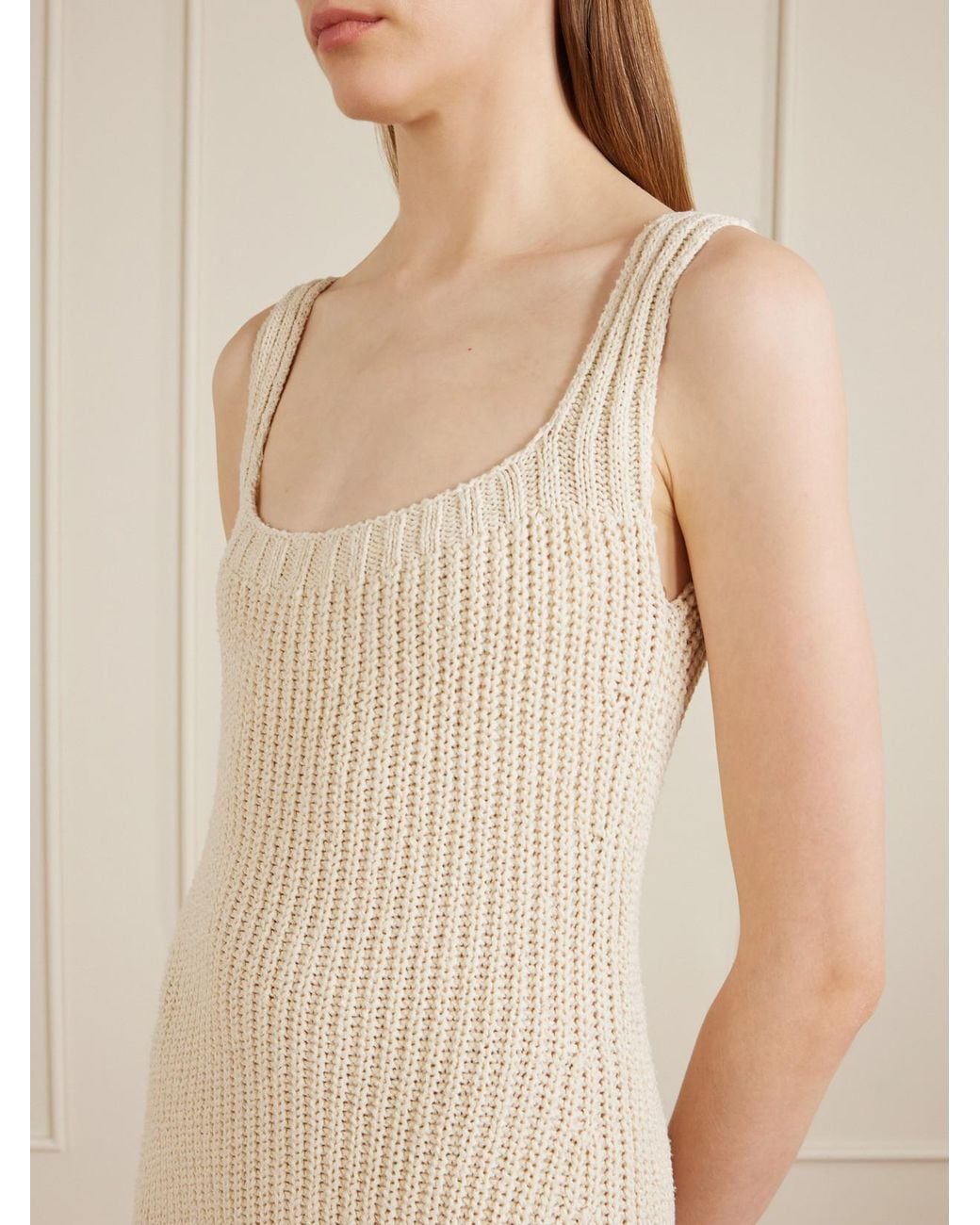 Khaite White Lex Crocheted Silk And Cotton-Blend Midi Dress