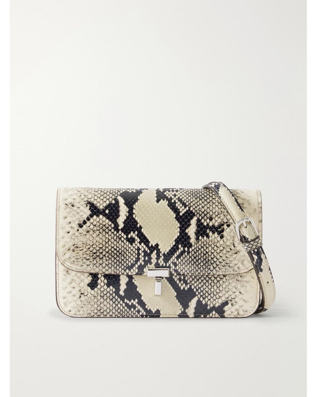 Totême Natural T-Lock Snake-Effect Leather Shoulder Bag