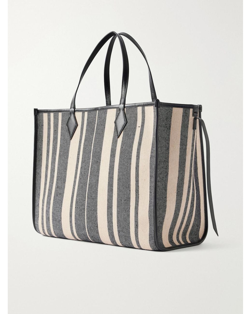 Metier Black Chameleon 41 Striped Leather-Trimmed Canvas Tote