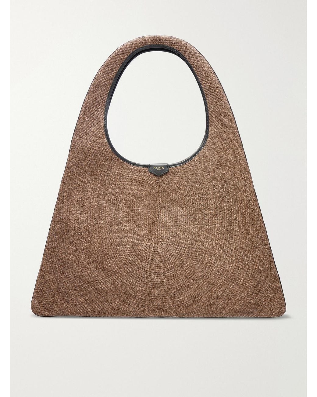 Alaïa Natural Leather-Trimmed Paper Straw Shoulder Bag
