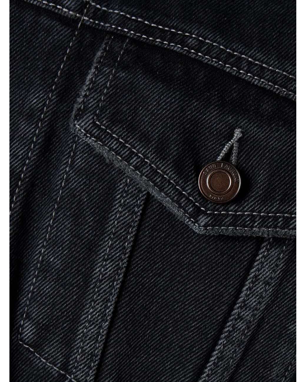 Saint Laurent Black Cropped Denim Jacket