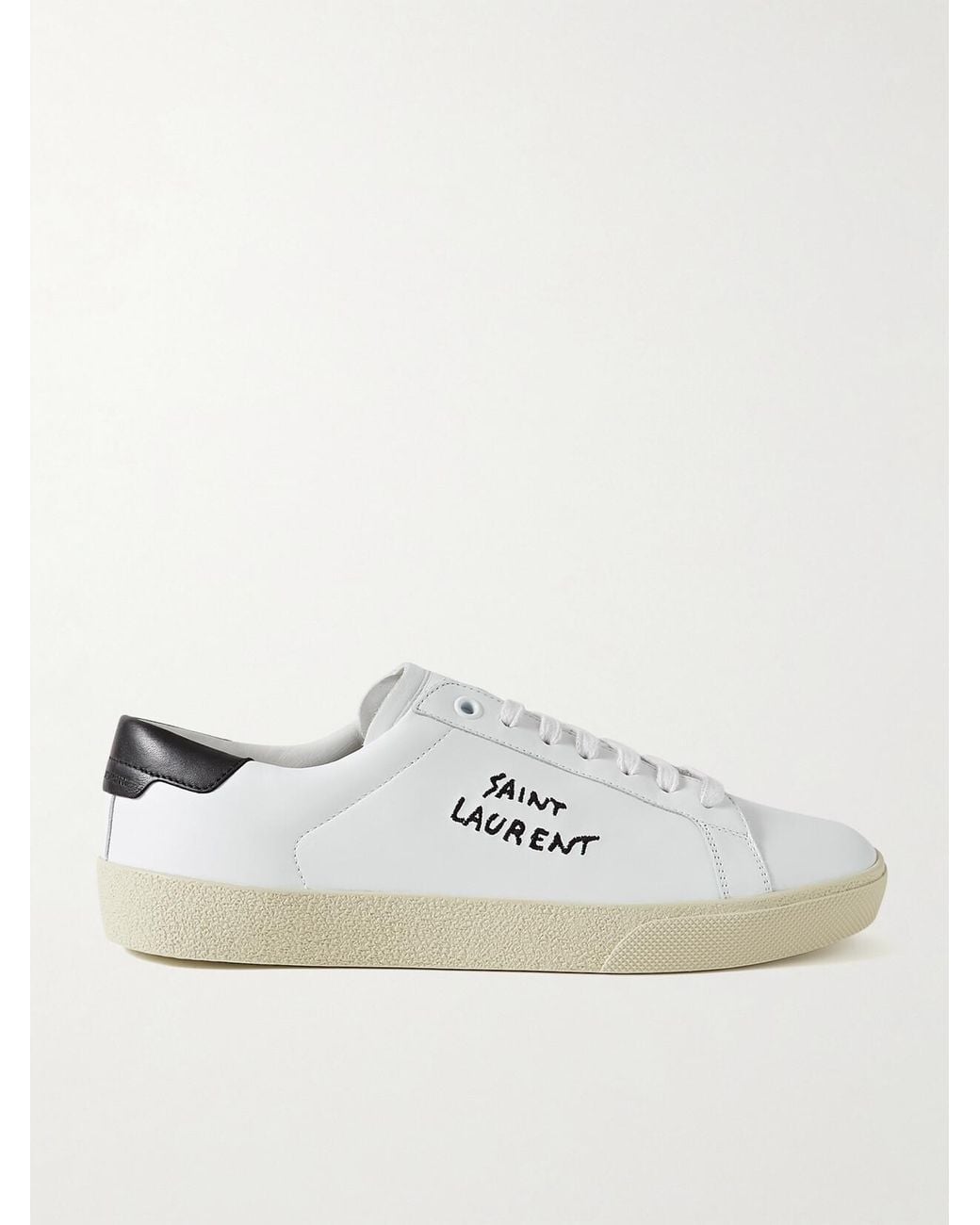 Saint Laurent White Court Classic Sl/06 Logo-Embroidered Leather Sneakers