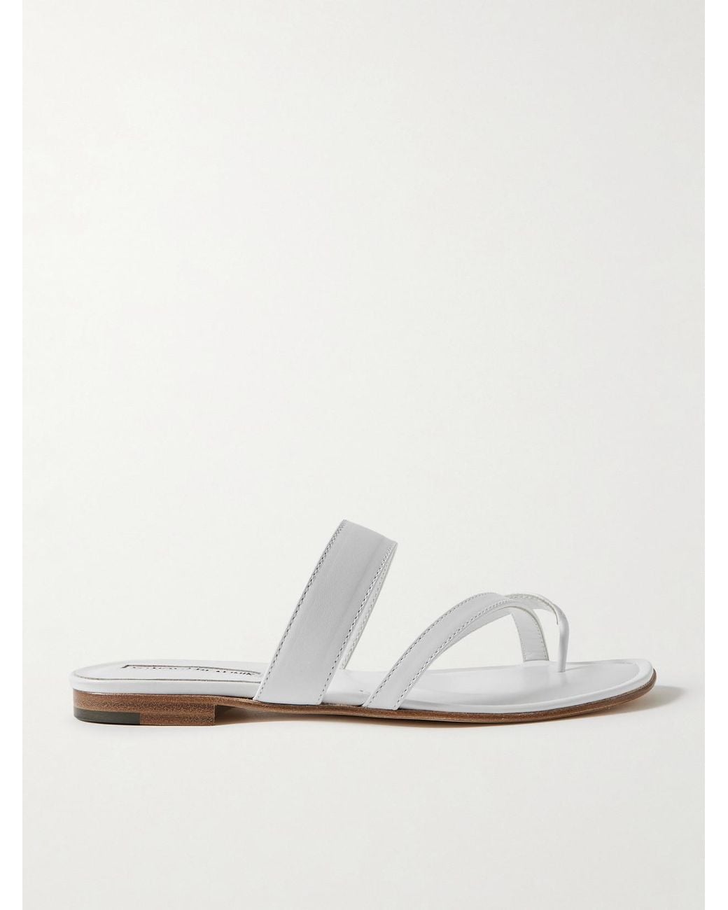 Manolo Blahnik White Susa Leather Sandals