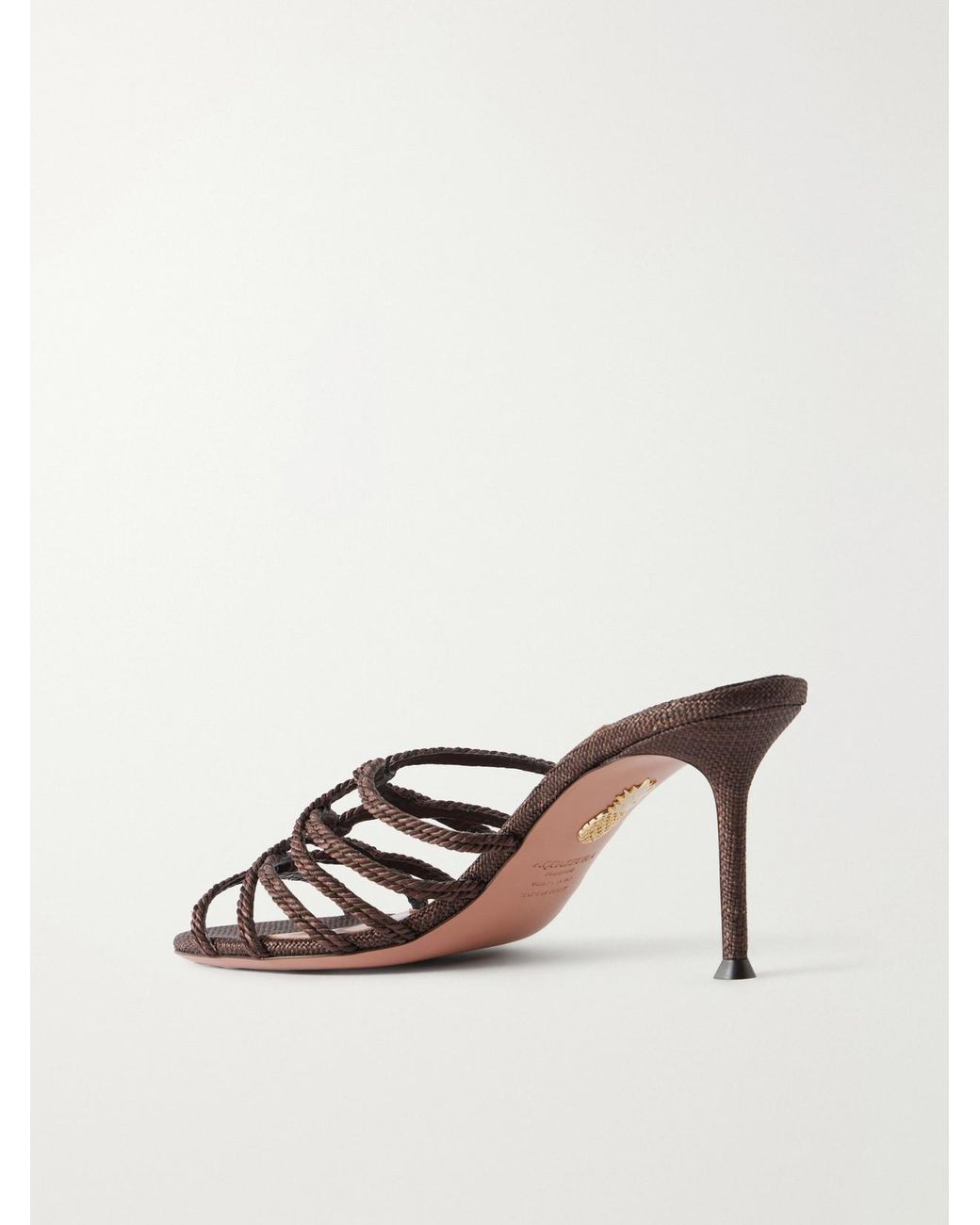 Aquazzura Natural Luna Rope 75 Raffia-Trimmed Cord Mules