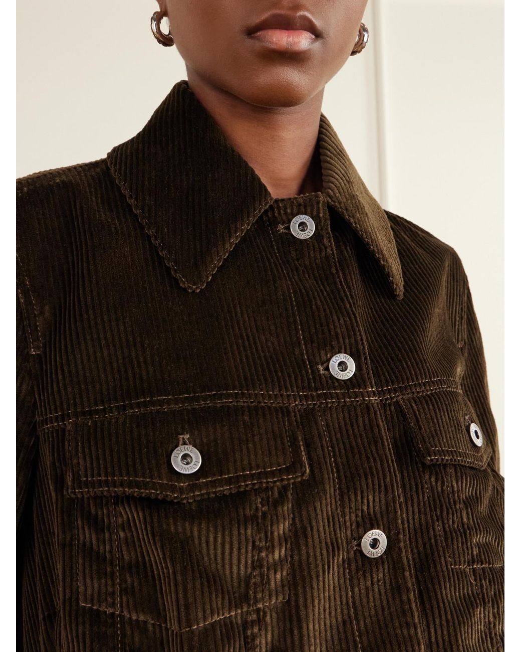 Loewe Black Balloon Gathered Cotton-Corduroy Jacket