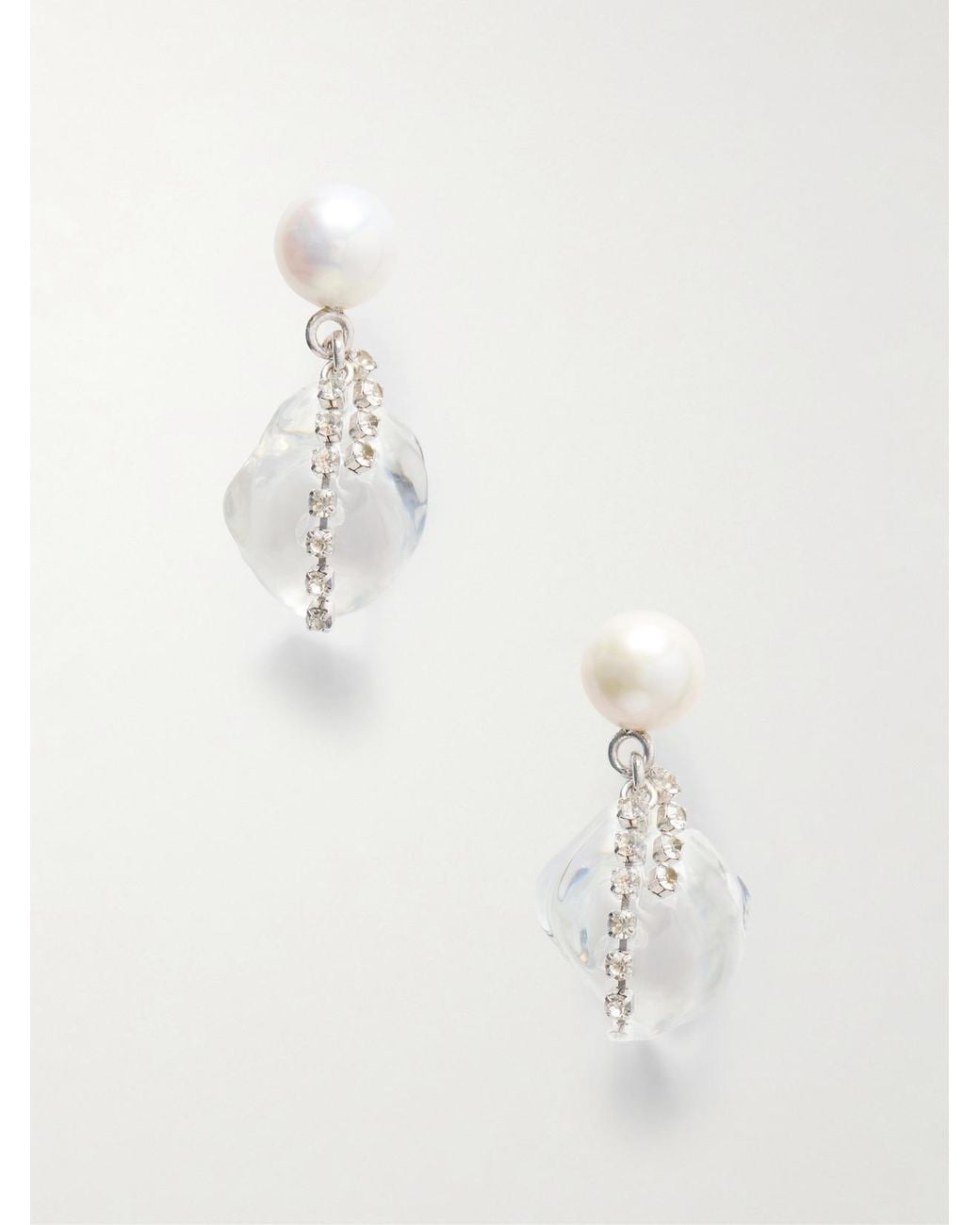 COMPLETEDWORKS White Crystal And Pearl-Embellished Resin Drop Earrings