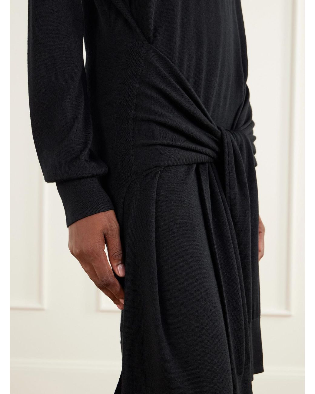 Totême Blue Tie-Detail Wool And Silk-Blend Midi Dress