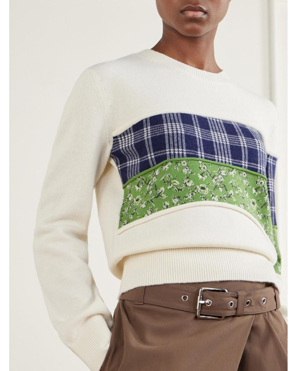 Loewe Green Embroidered Wool-Blend Sweater