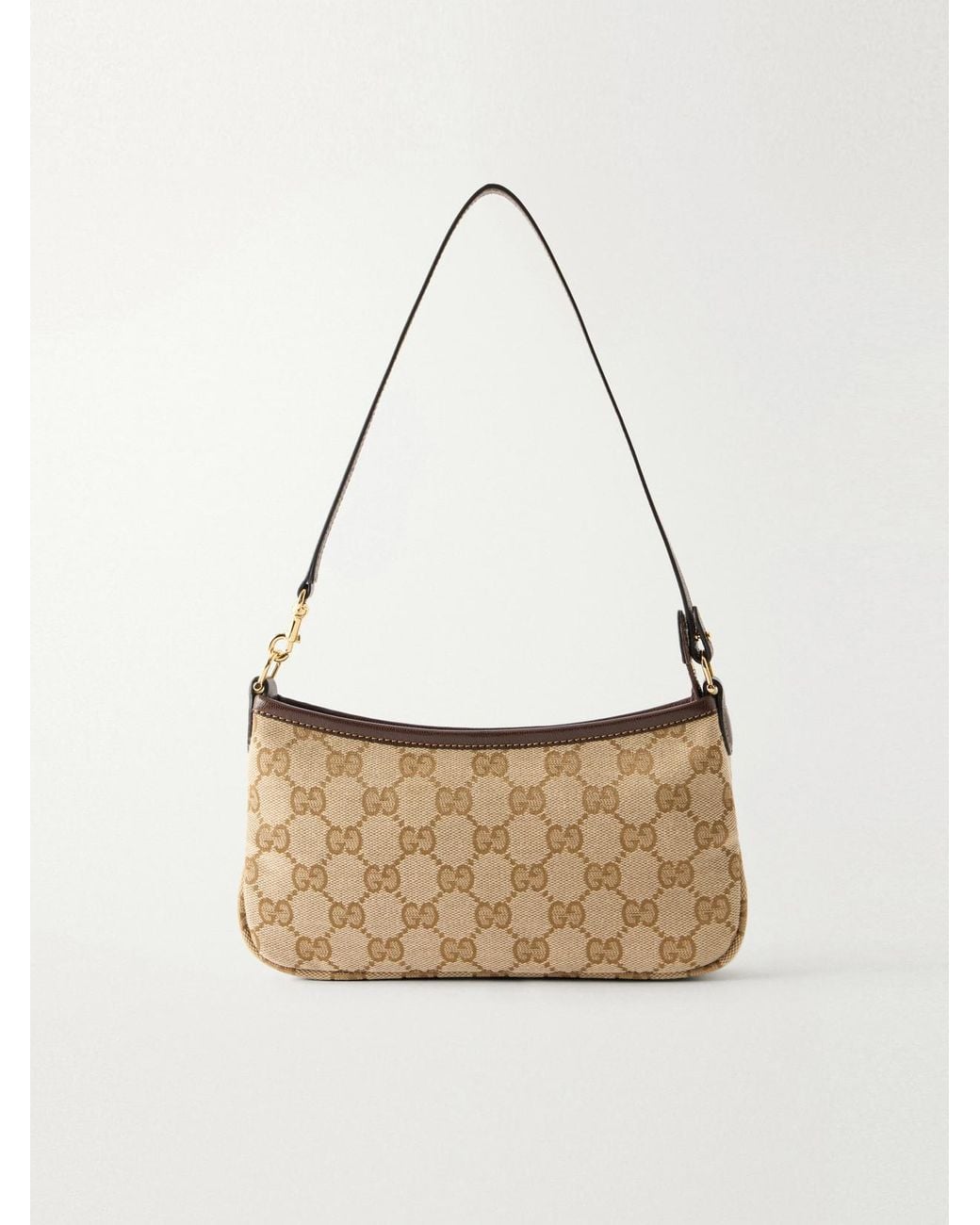 Gucci White Gossip Mini Leather-Trimmed Coated Canvas-Jacquard Shoulder Bag