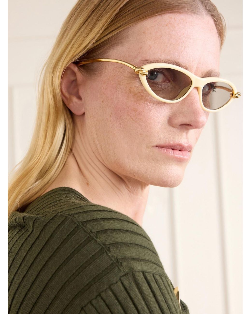 Bottega Veneta Natural New Knot Cat-Eye Sunglasses