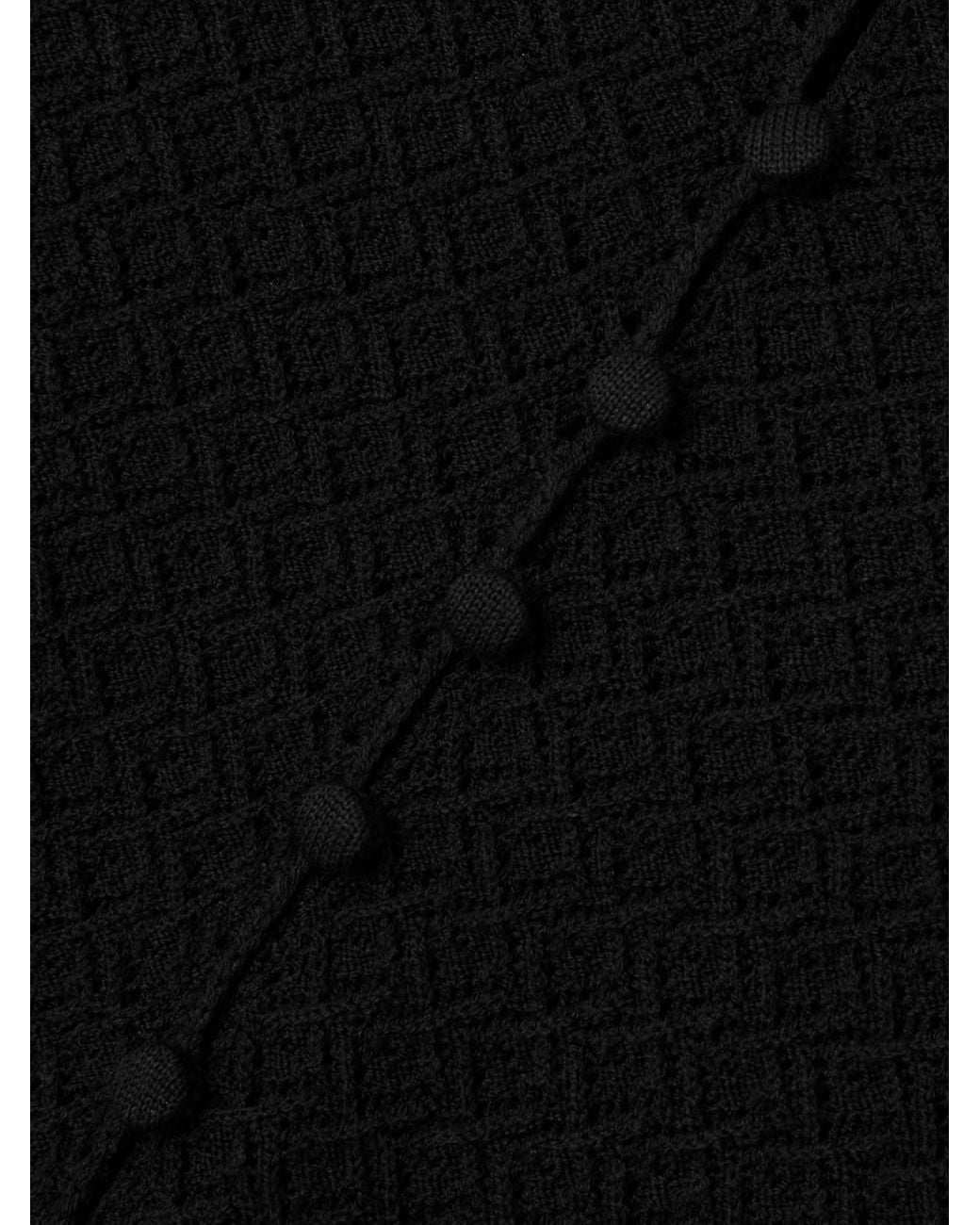Saint Laurent Open-Knit Wool-Blend Mini Dress in Black