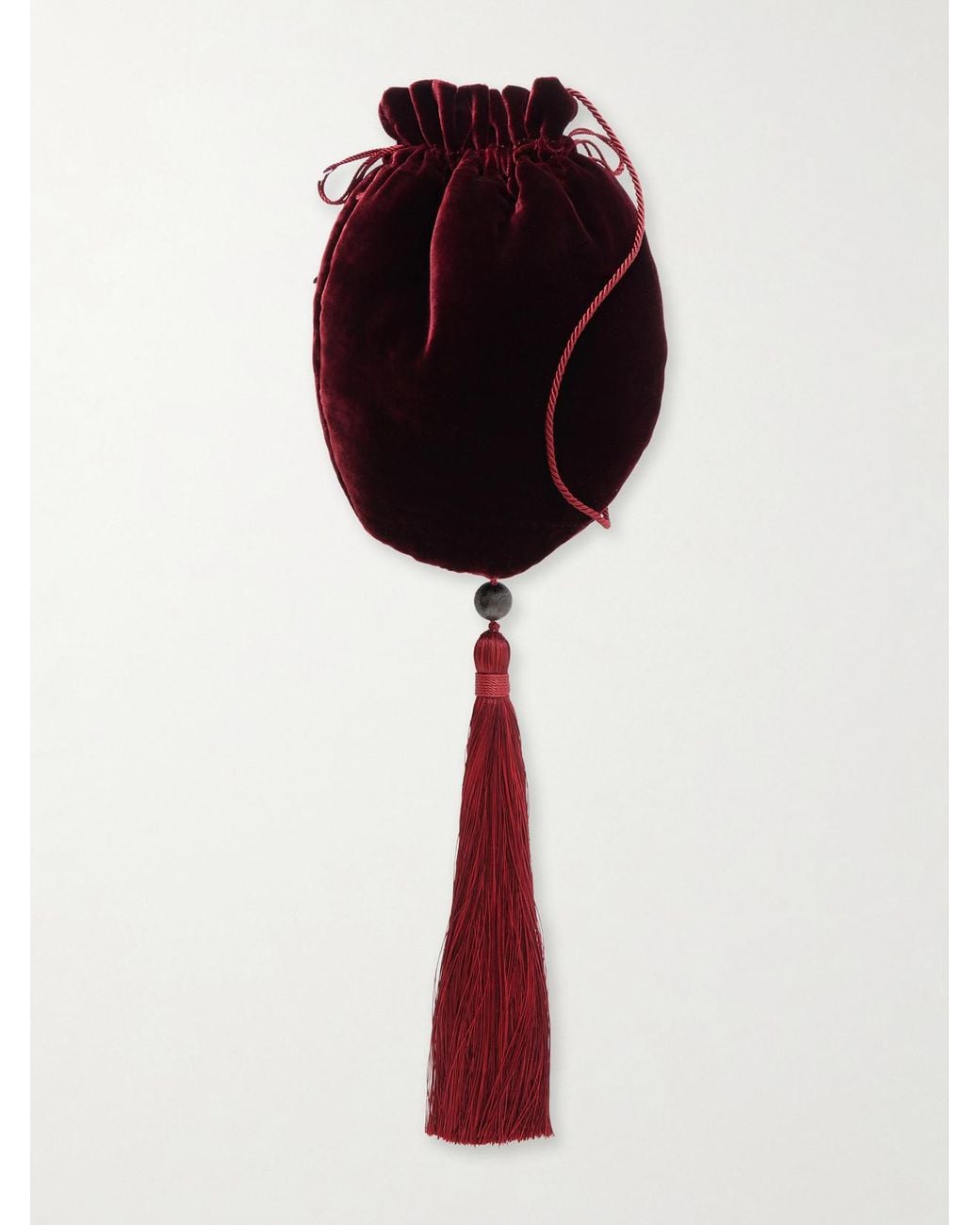 Le Sundial Red Lee Tasseled Velvet Clutch