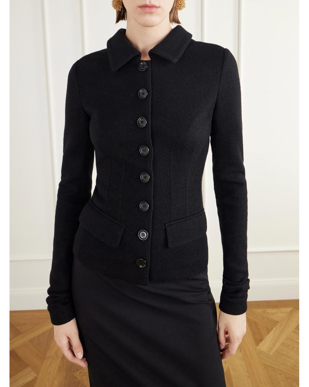 Dolce & Gabbana Blue Darted Wool-Felt Jacket