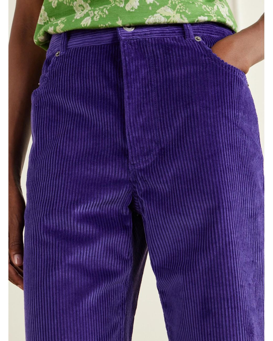 Loewe Purple Cotton-Corduroy Straight-Leg Pants