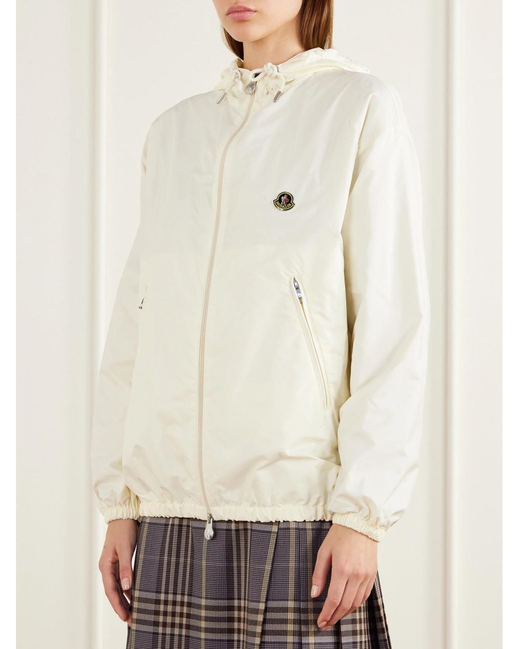 Moncler Natural Windbreaker Logo-Appliquéd Hooded Shell Jacket