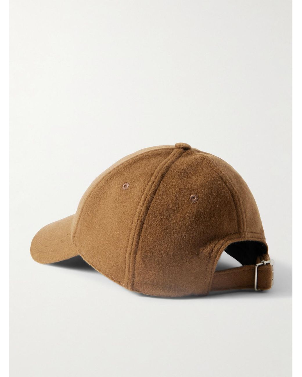 Saint Laurent Brown Embroidered Brushed Cashmere Baseball Cap