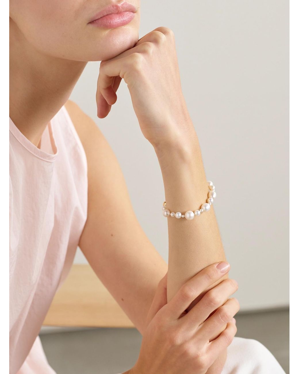 Sophie Bille Brahe Natural Amis Peggy 14-Karat Pearl Bracelet