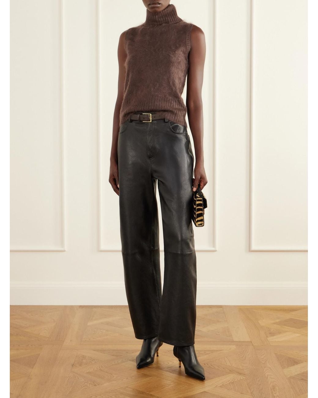 Veronica Beard Brown Mazzy Brushed Cashmere Turtleneck Vest