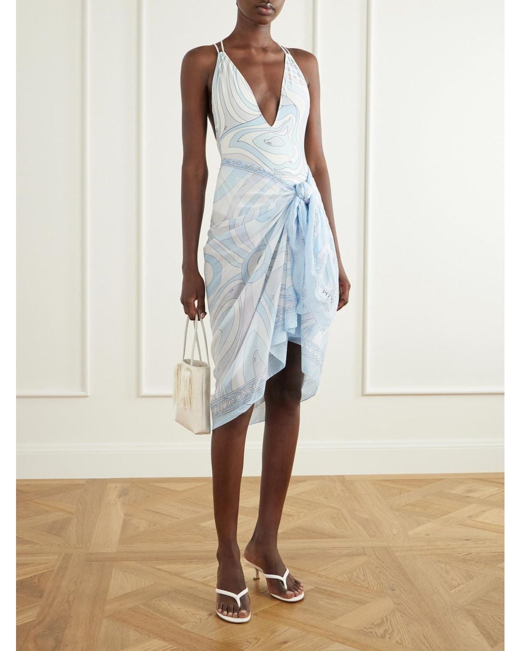 Emilio Pucci Blue Printed Cotton-Voile Pareo