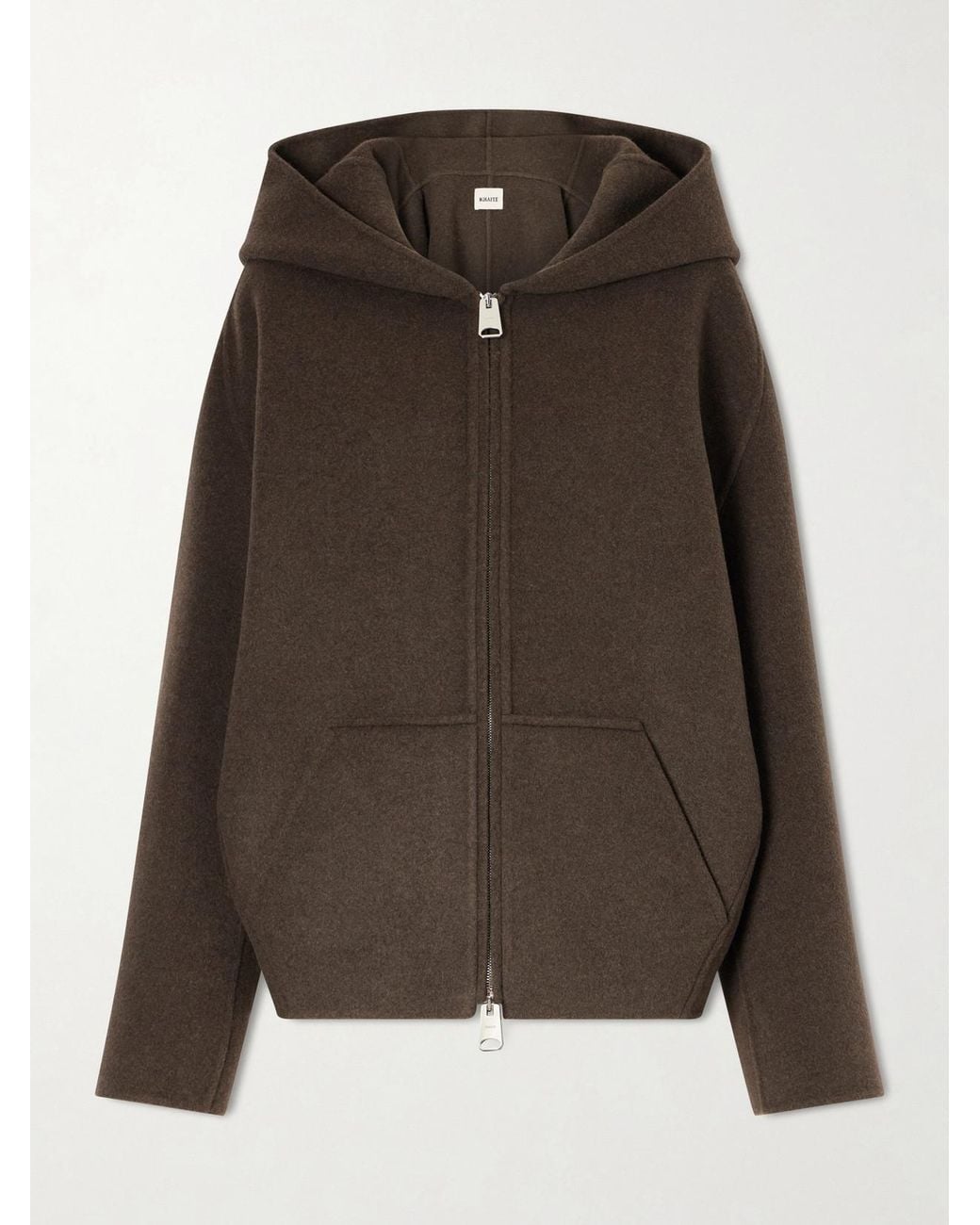 Khaite Brown Dolem Hooded Wool Zip-Up Jacket