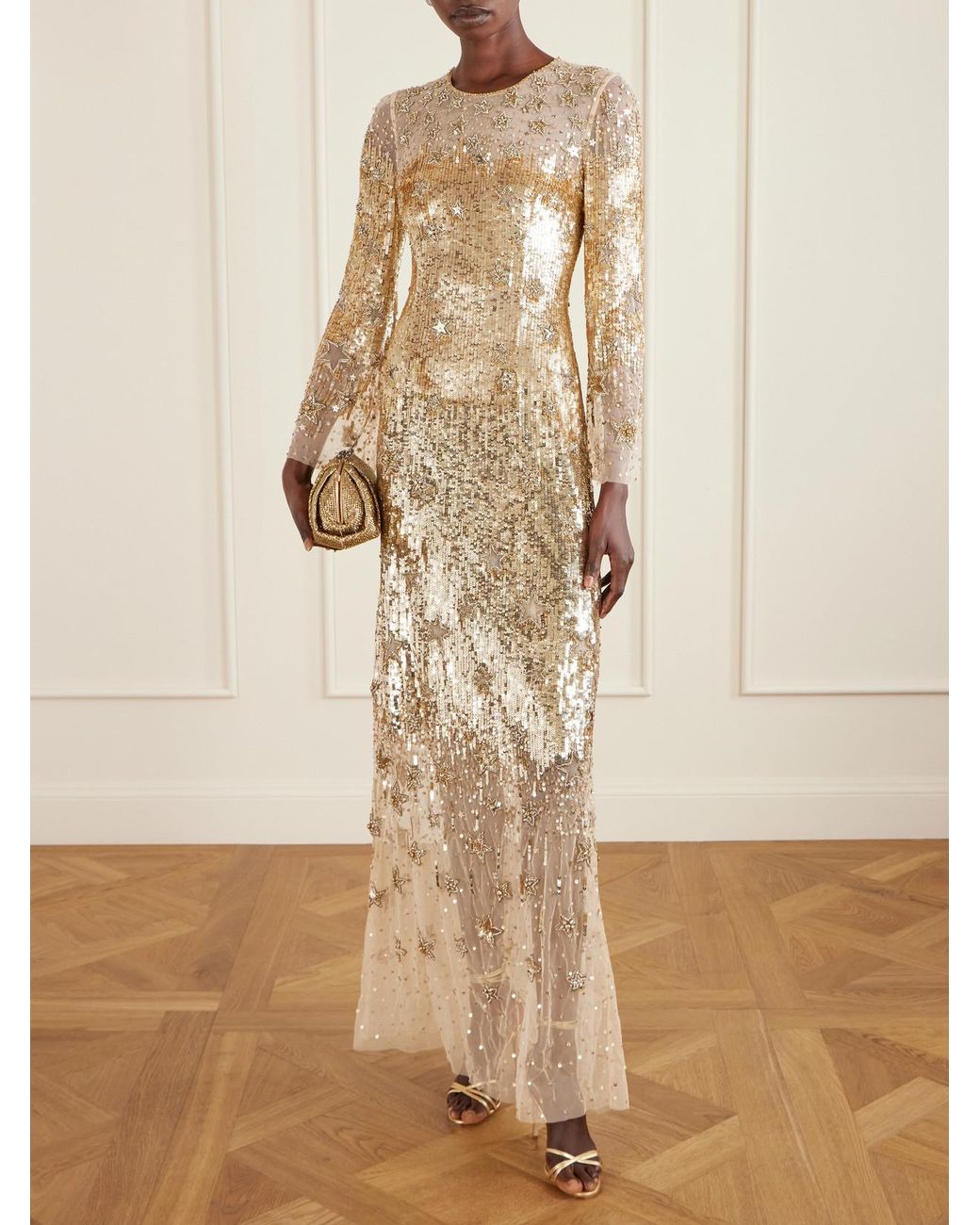 green emerald velvet dress Mirabeau Square Neck Gown with Sequins