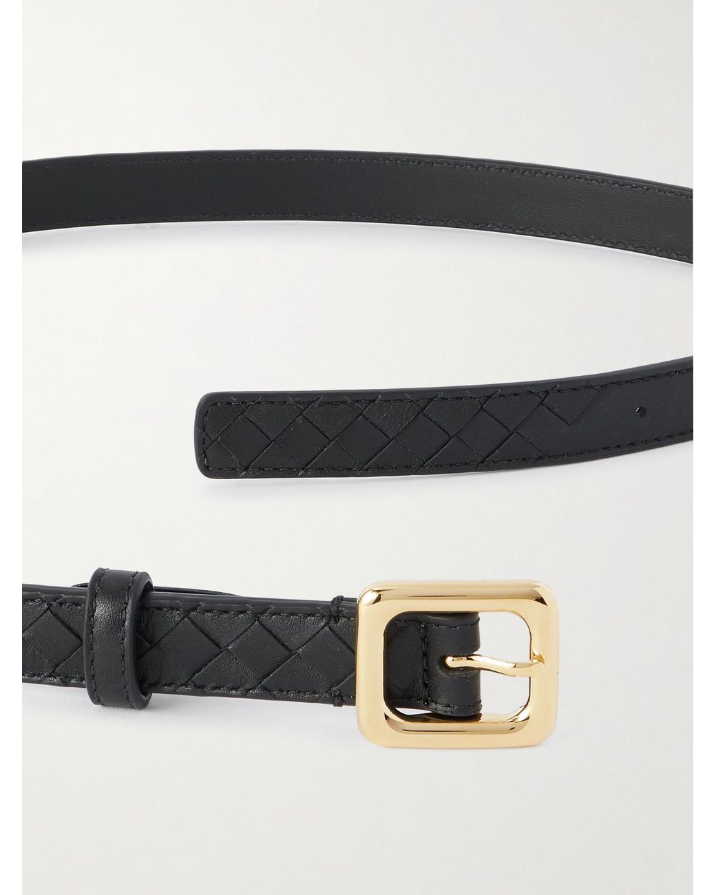 Bottega Veneta Black Intrecciato Leather Belt