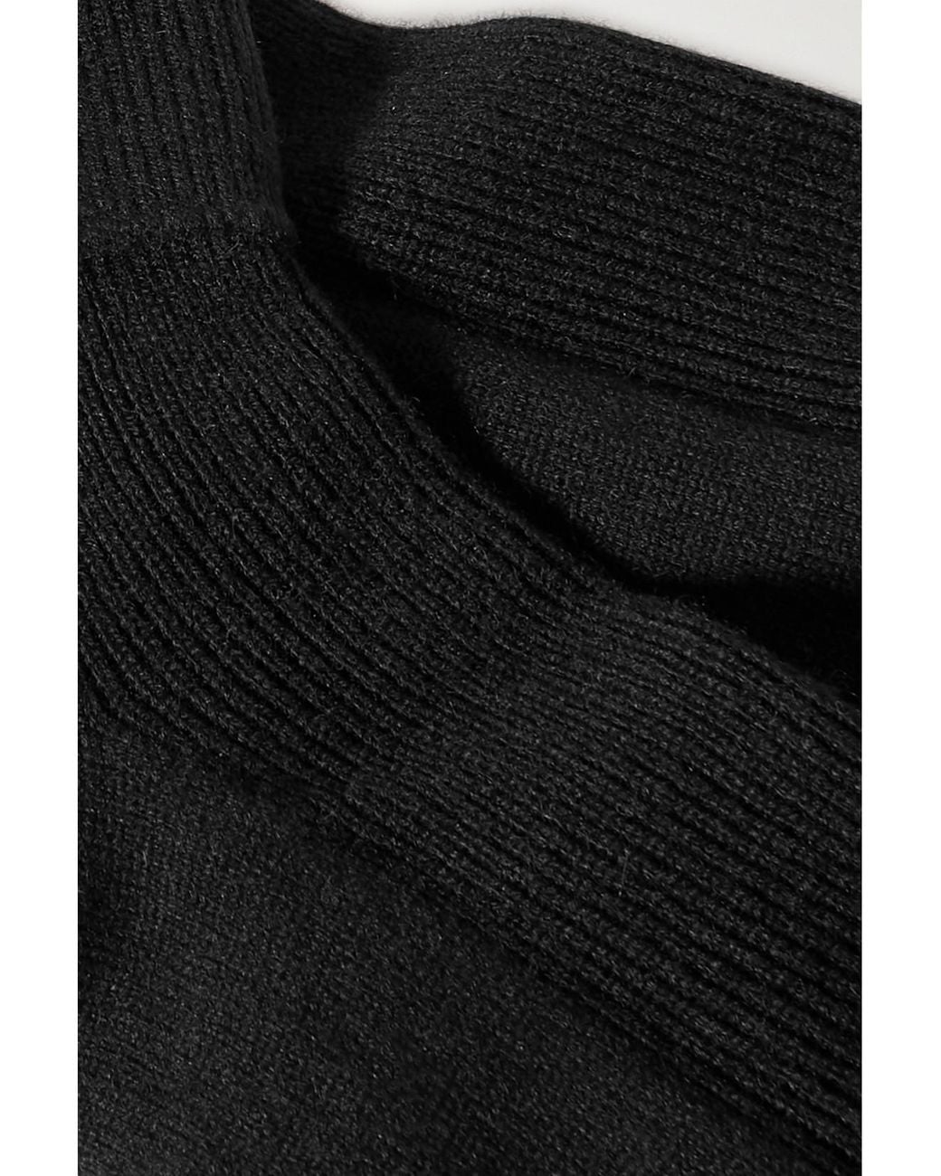 Johnstons Black Ribbed Cashmere-Blend Socks