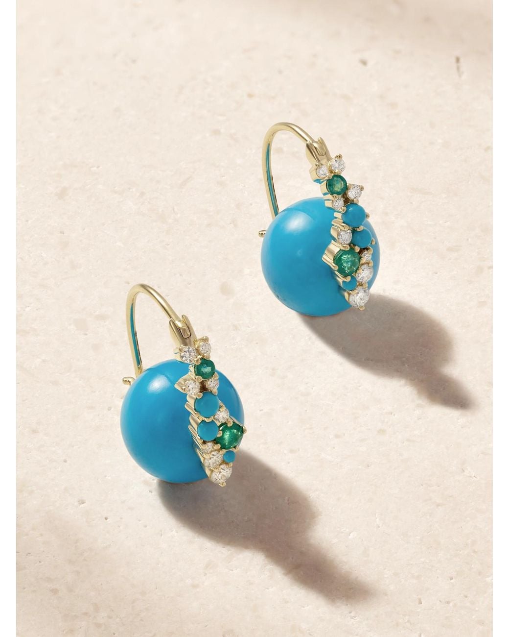 Sydney Evan Blue 14-Karat, Diamond, Emerald And Earrings