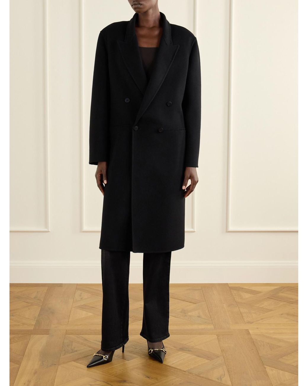 Gucci Black Double-Breasted Wool-Blend Coat