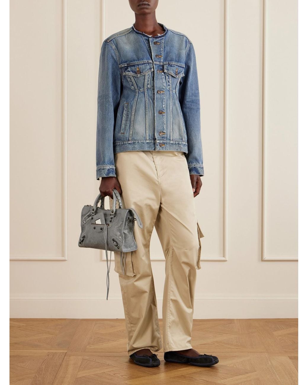 Balenciaga Blue Distressed Denim Jacket