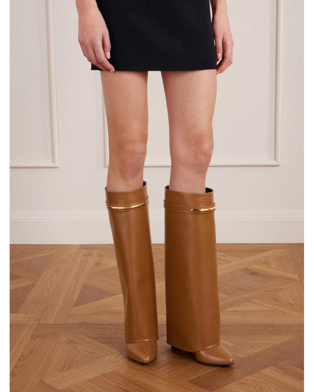 Givenchy Brown Shark Leather Knee Boots