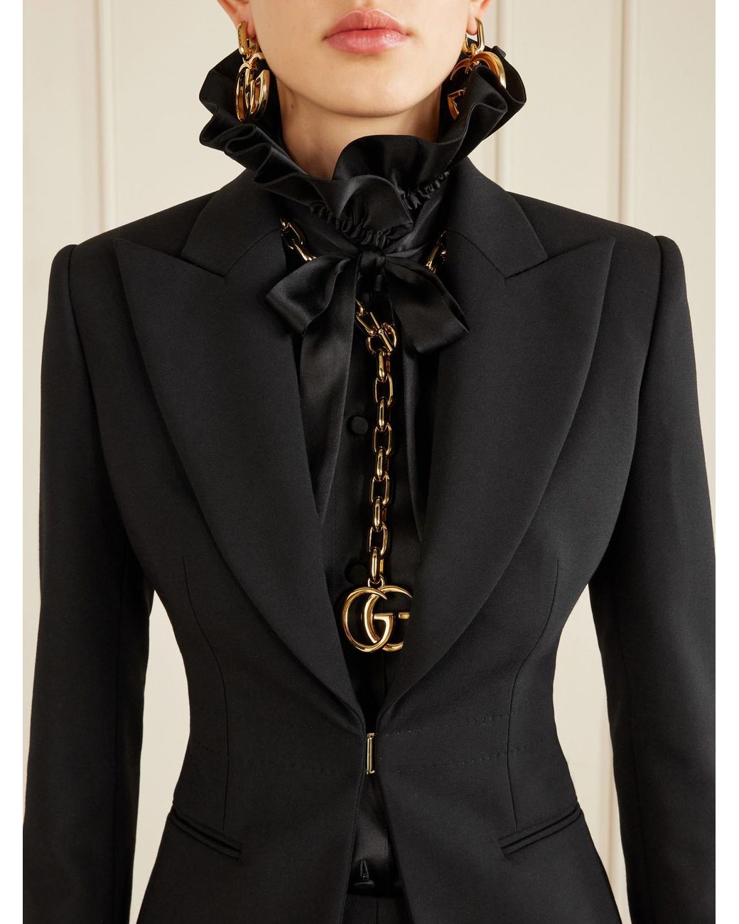 Gucci Black Wool-Blend Blazer