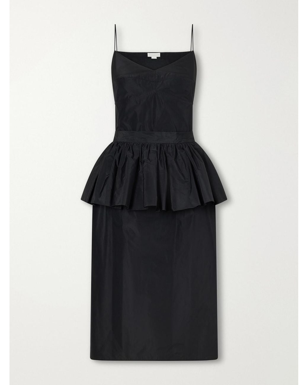 Stella McCartney Black Peplum Taffeta Midi Dress