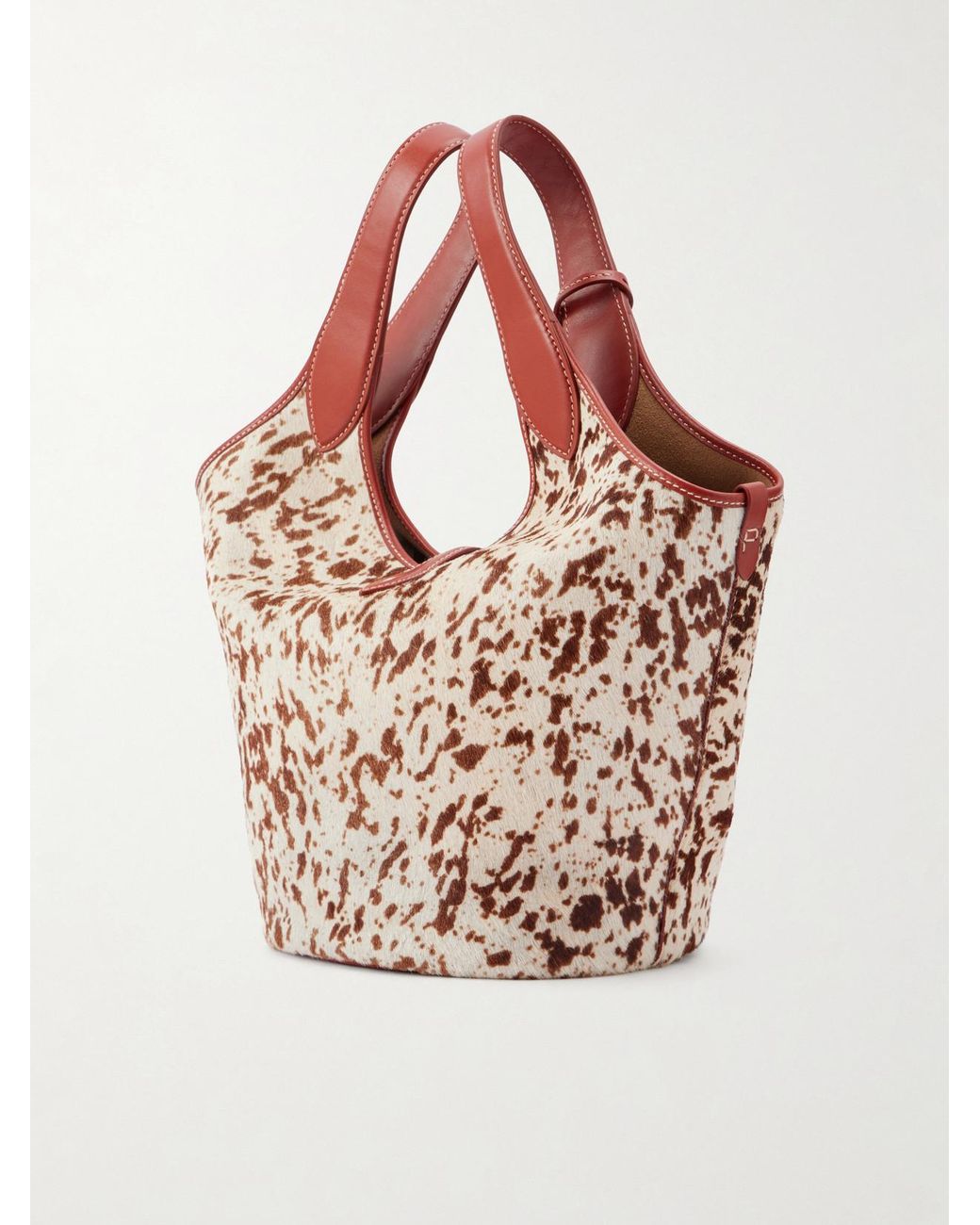 Polo Ralph Lauren Pink Ply Medium Leather-Trimmed Cow-Print Calf Hair Tote