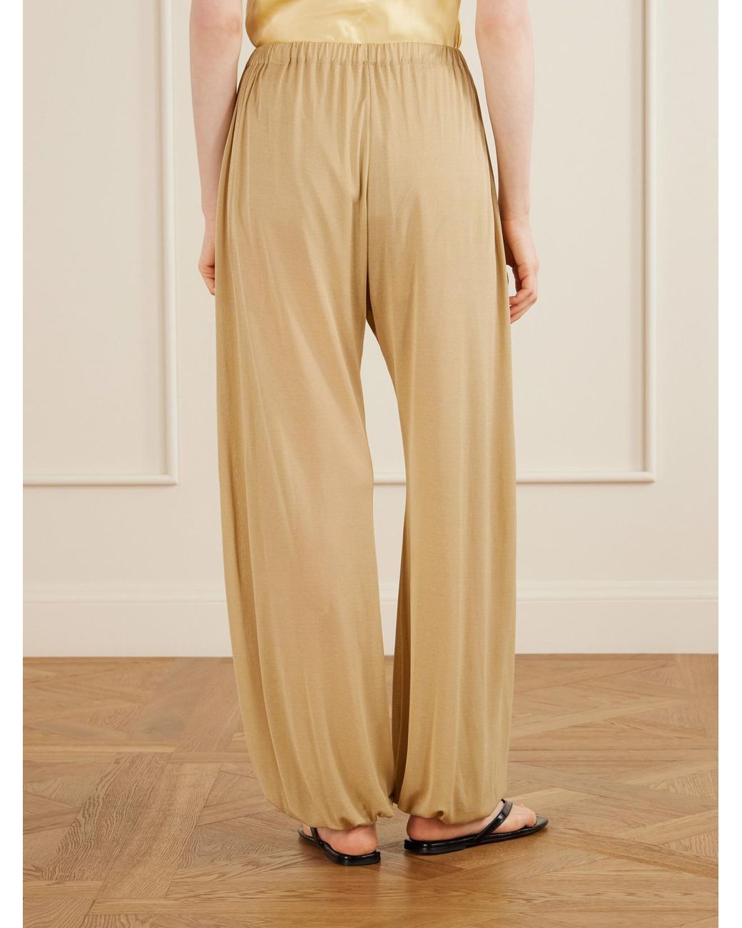 Aflalo Natural Lolana Satin-Jersey Balloon Pants
