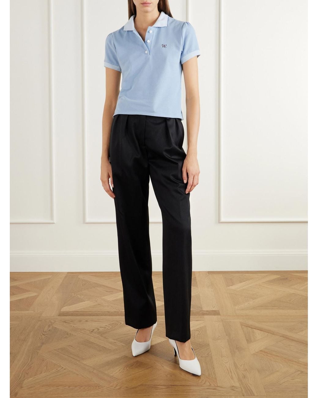 Willy Chavarria Blue Chavela Logo-Embroidered Cotton-Piqué Polo Shirt