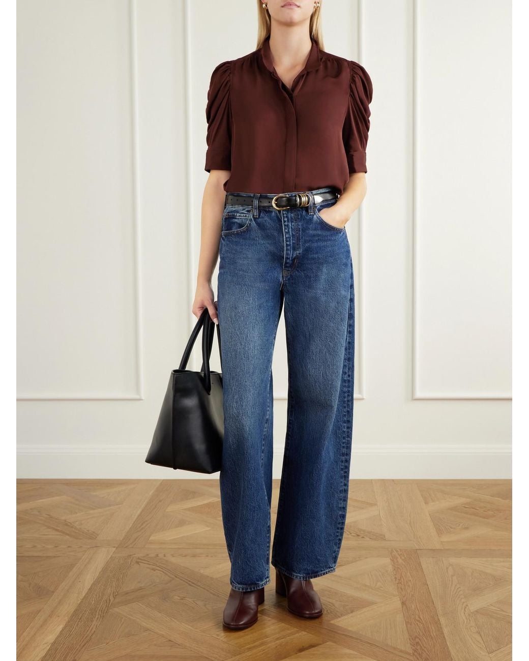 FRAME The Gillian Gathered Silk Blouse