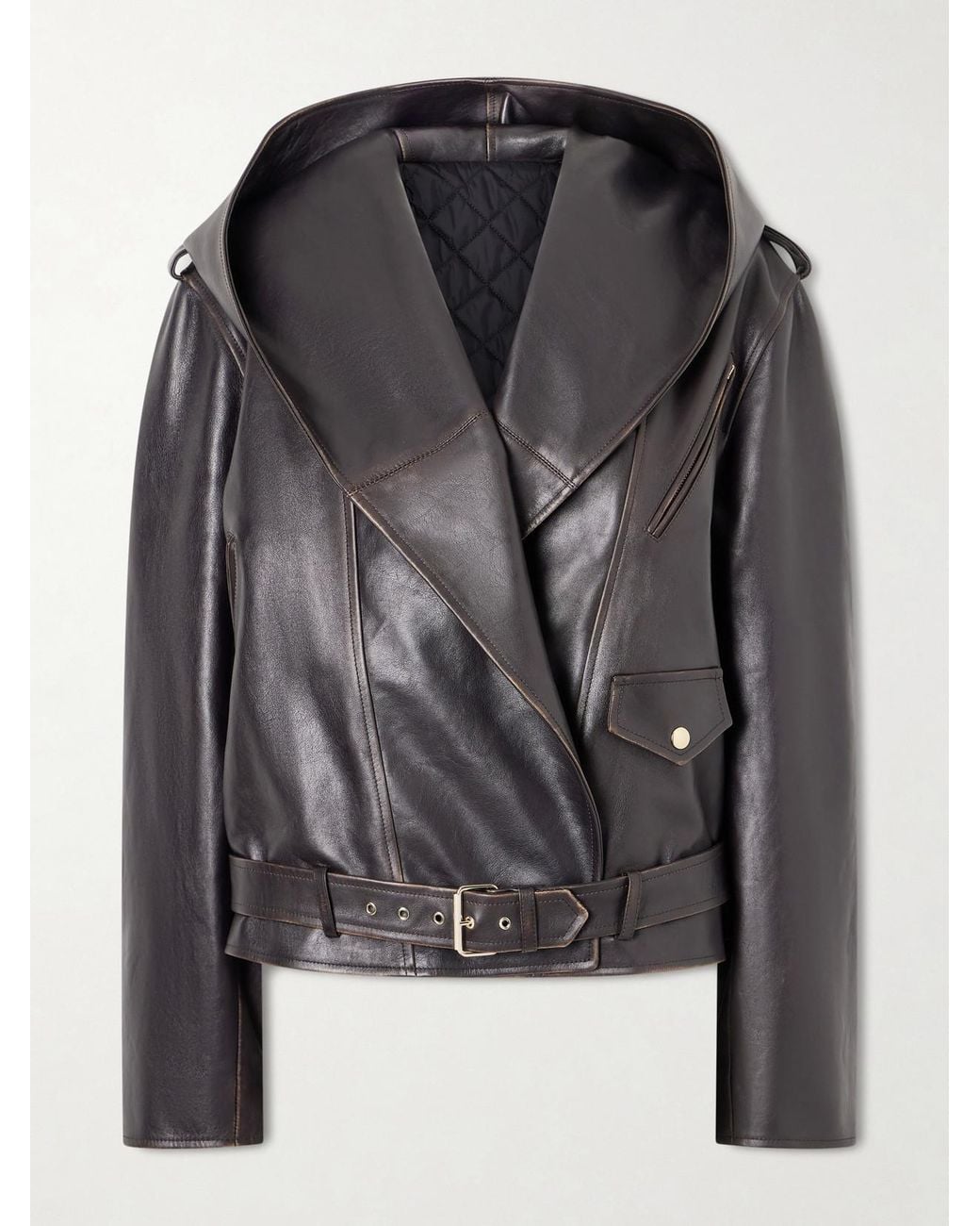 Alaïa Black Belted Leather Biker Jacket