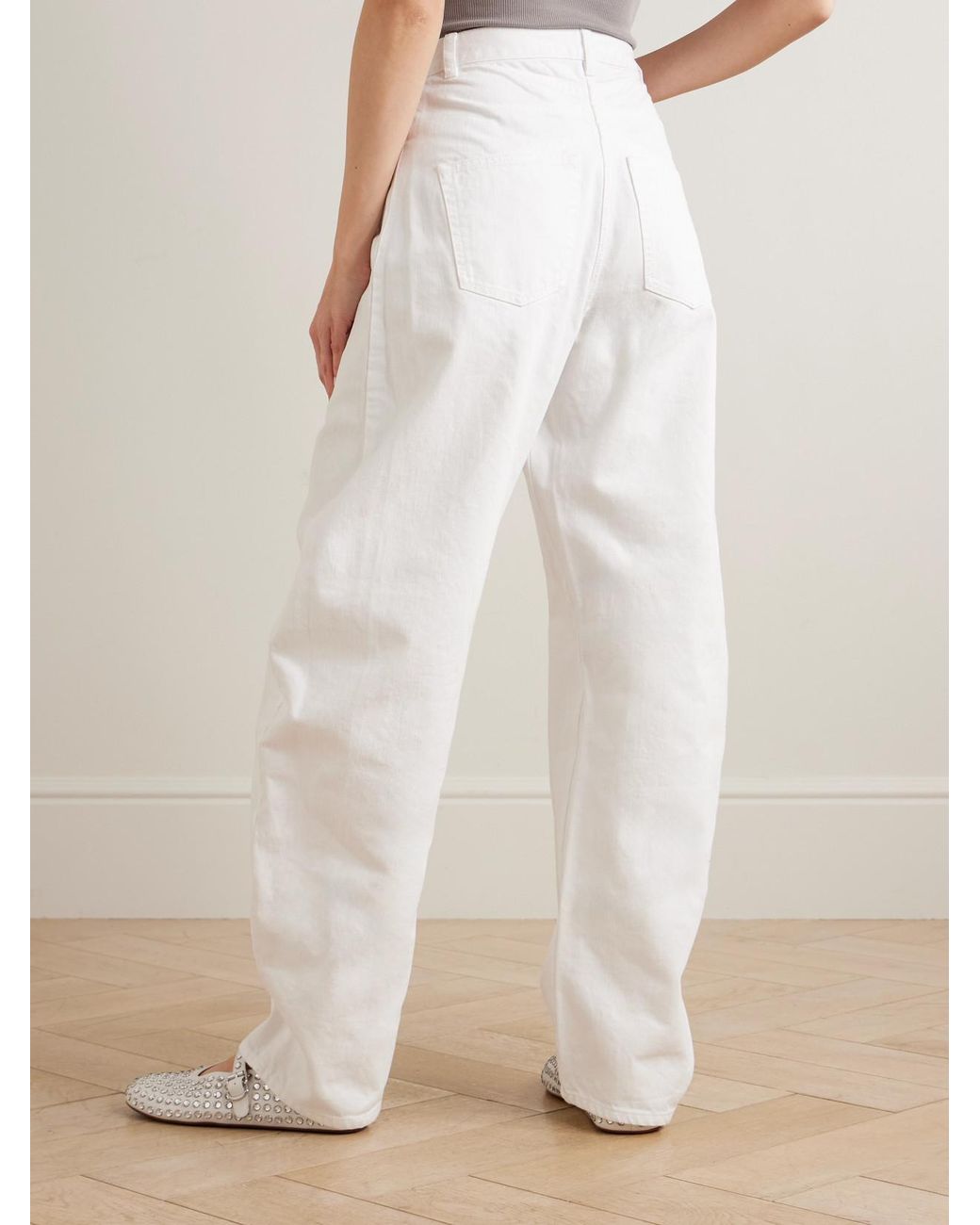 Alaïa White Mid-Rise Barrel-Leg Jeans