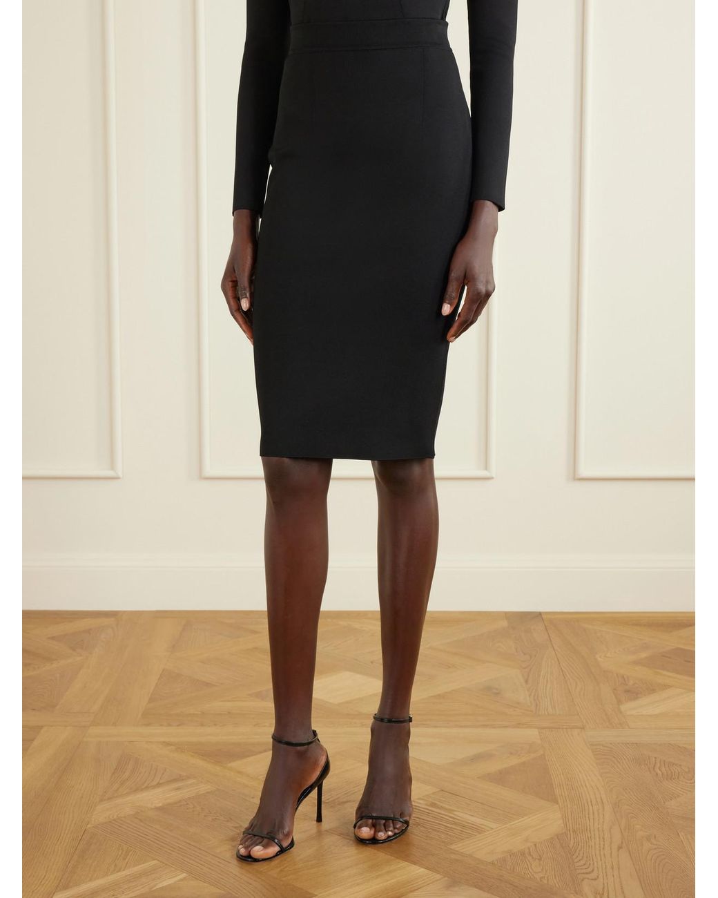 Tom Ford Black Crepe Knee-Length Skirt