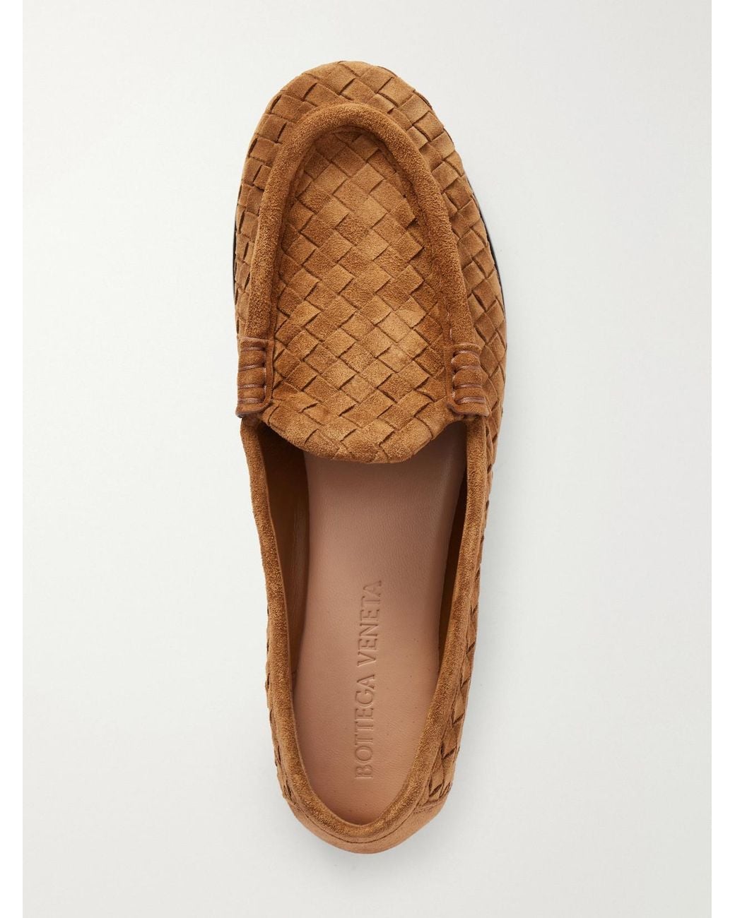 Bottega Veneta White Intrecciato Suede Loafers